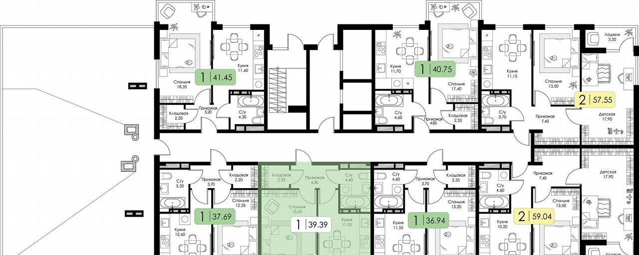 квартира г Смоленск р-н Ленинский ш Краснинское 4 блок-секция 1, 2, 3 фото 13