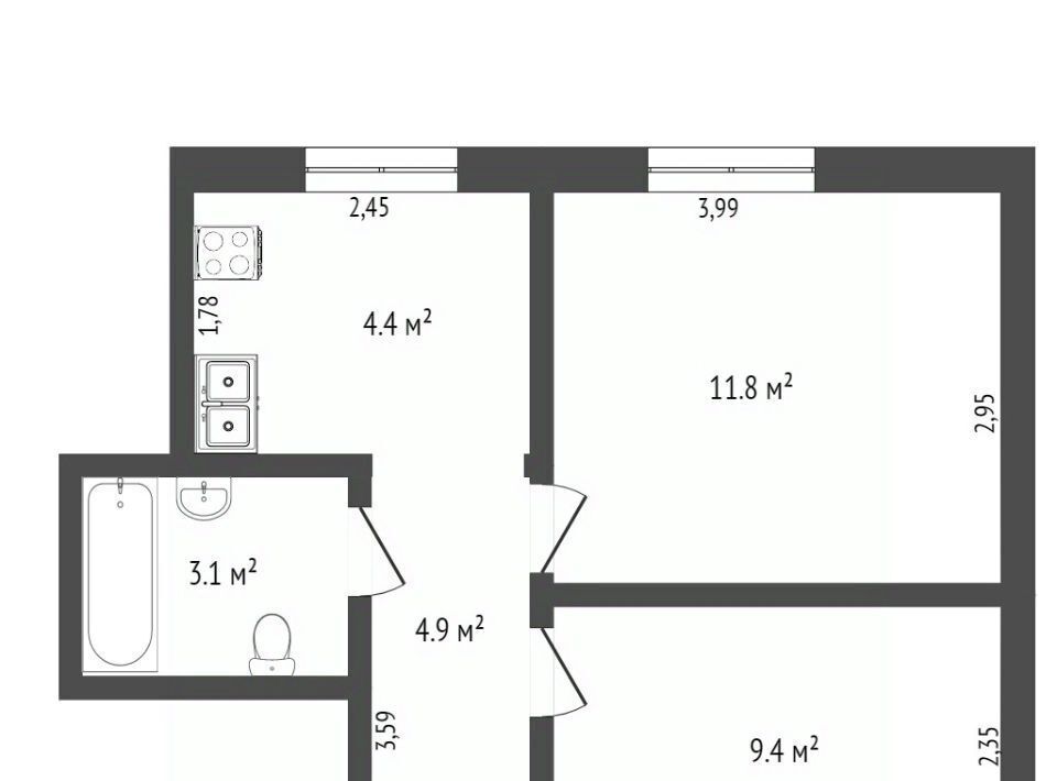 квартира г Кемерово р-н Ленинский пр-кт Ленинградский 44а фото 2