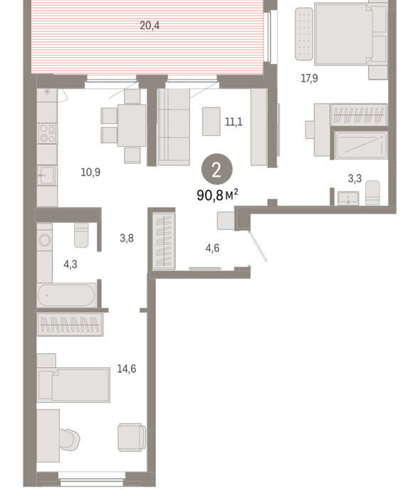 квартира г Тюмень ул Мысовская 26к/2 фото 3
