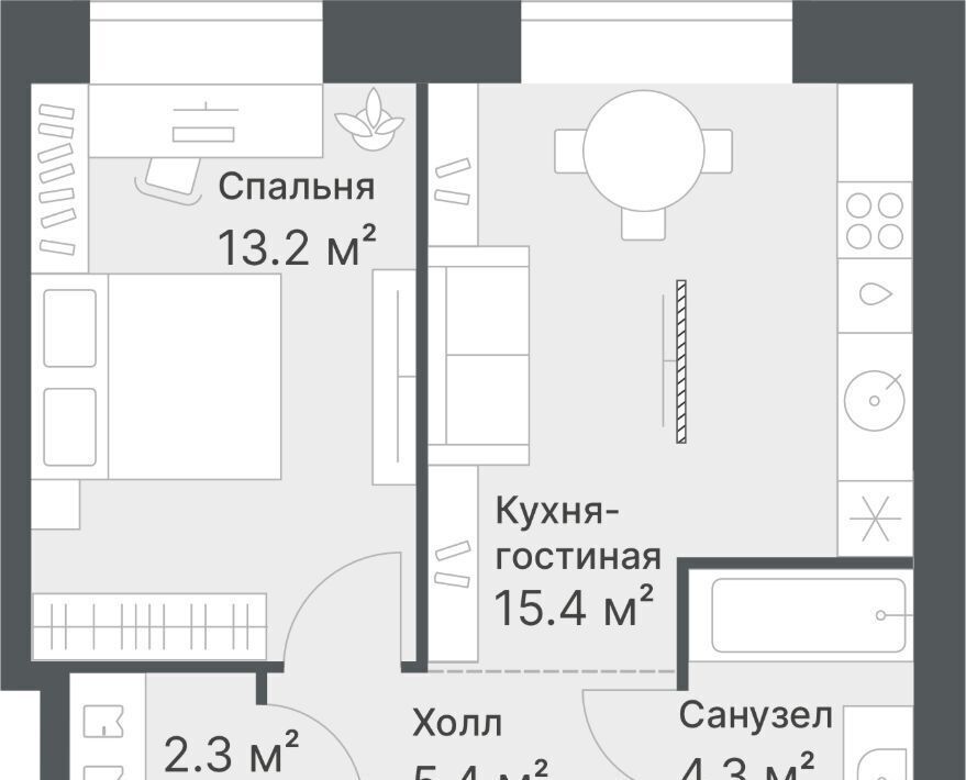 квартира г Тюмень р-н Калининский ул Кремлевская 97 ЖК «Дружеский» Калининский административный округ фото 1