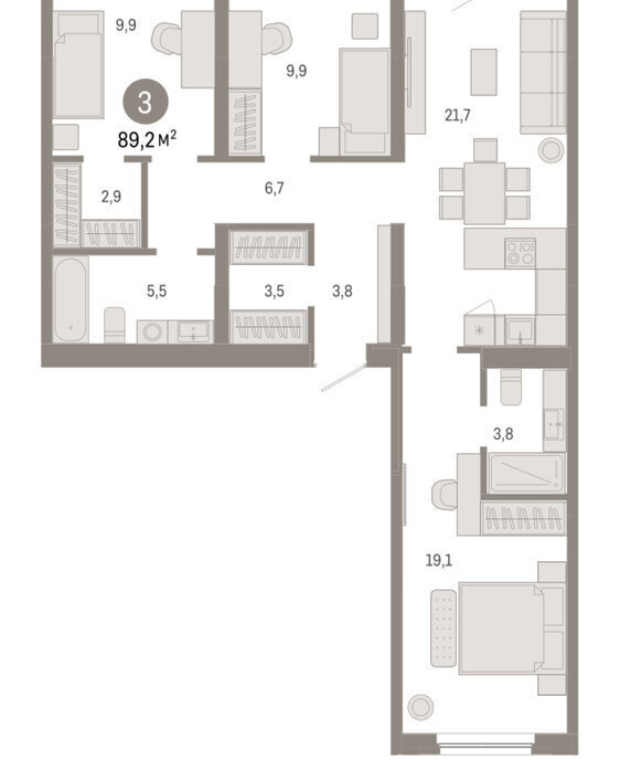 квартира г Тюмень ул Мысовская 26к/2 фото 2