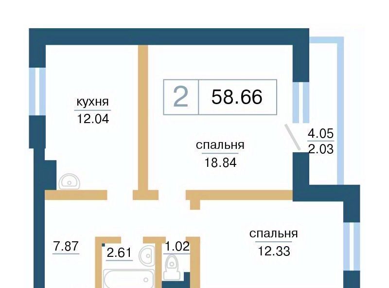 квартира г Красноярск р-н Советский микрорайон «Нанжуль-Солнечный» фото 2