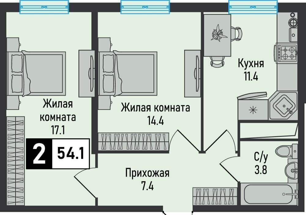 квартира г Железноводск п Капельница ул рядового Панченко оч. 7 фото 8