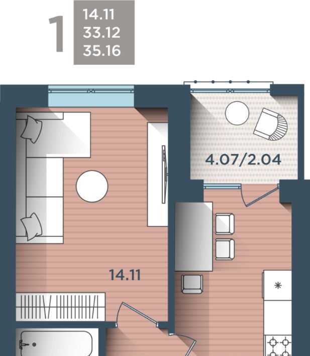 квартира г Калининград р-н Центральный ул Сержанта Мишина 81к/3 фото 1