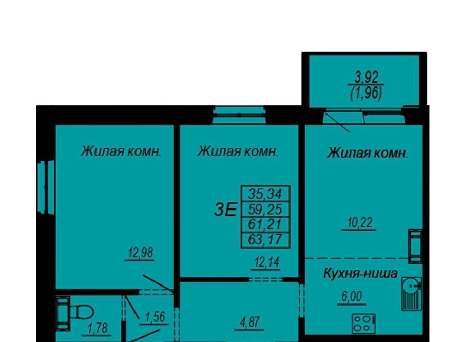 квартира г Хабаровск р-н Индустриальный Южный микрорайон ул Рокоссовского ЖК «Маршал» фото 1