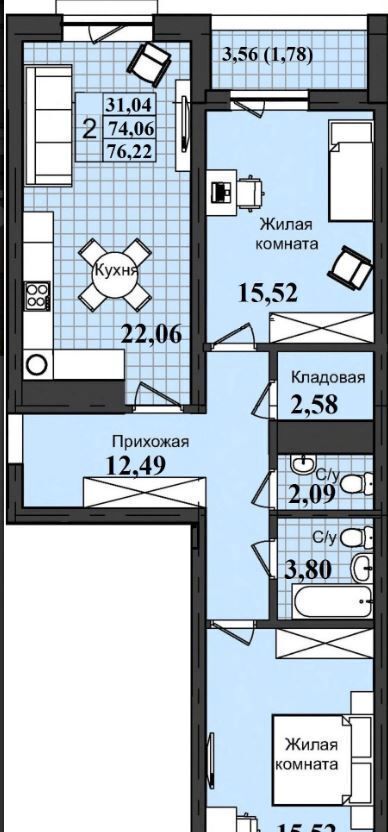 квартира г Оренбург р-н Ленинский ул Ильи Глазунова 8 жилой район «Гранд парк» фото 8