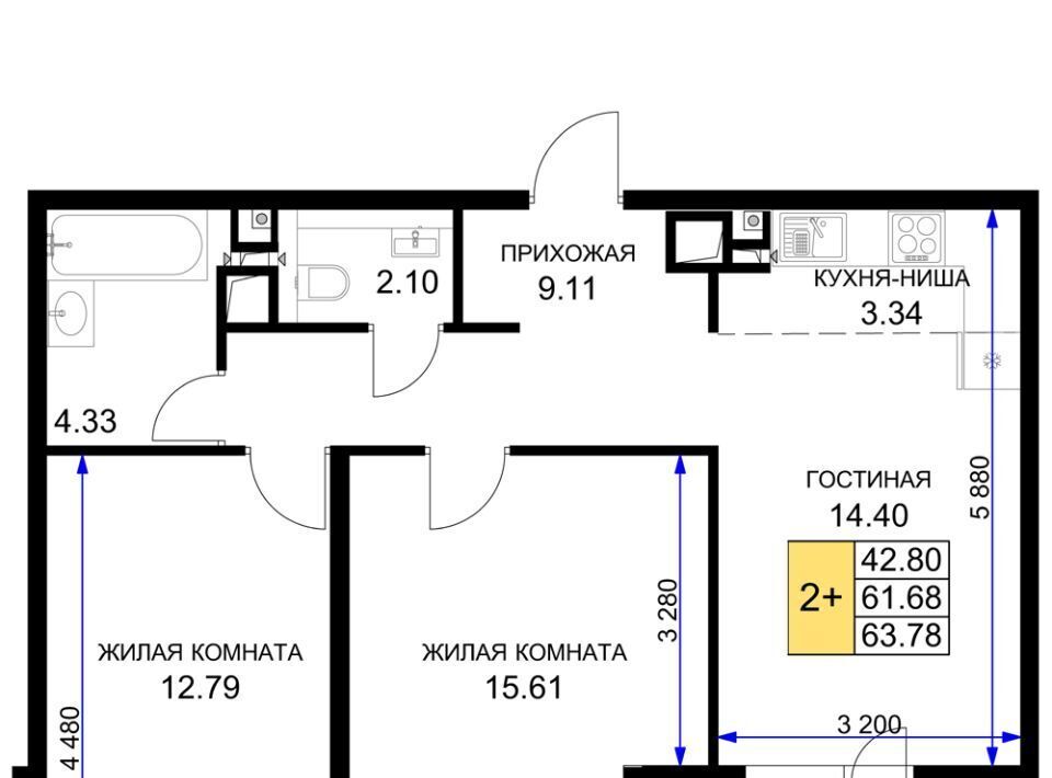 квартира г Краснодар р-н Прикубанский 2-я площадка ул Ветеранов 85к/4 ЖК «Сегодня» фото 1