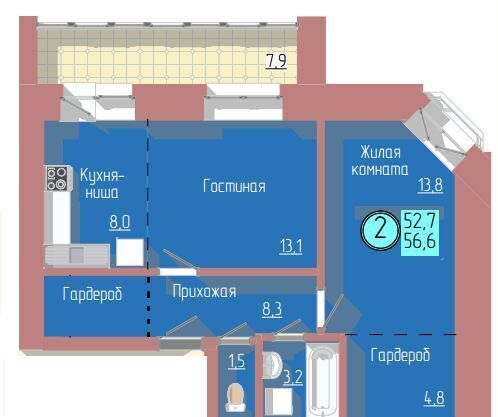 квартира г Благовещенск ул Загородная 47 ЖК "Оникс" фото 10