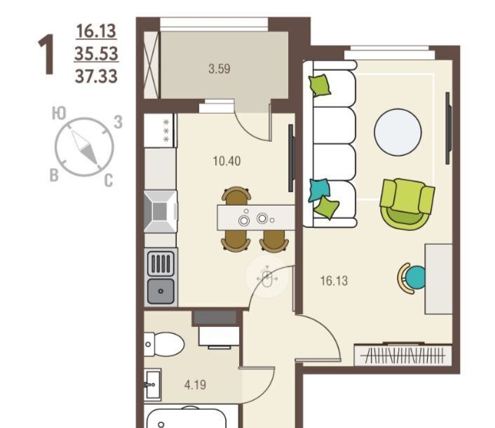 квартира г Курск р-н Сеймский ул Энгельса 115/4 фото 5
