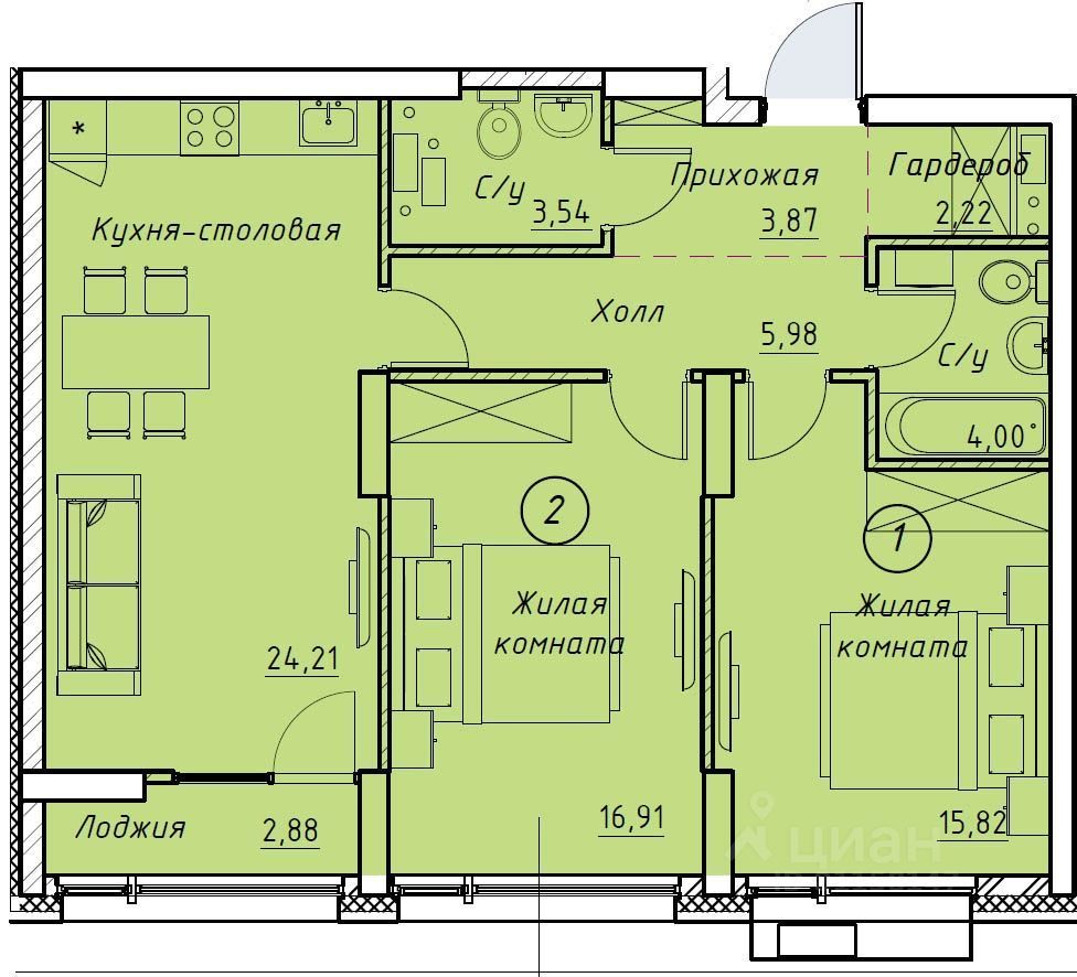 квартира г Екатеринбург Чкаловская ул Ткачей 19/2 фото 1