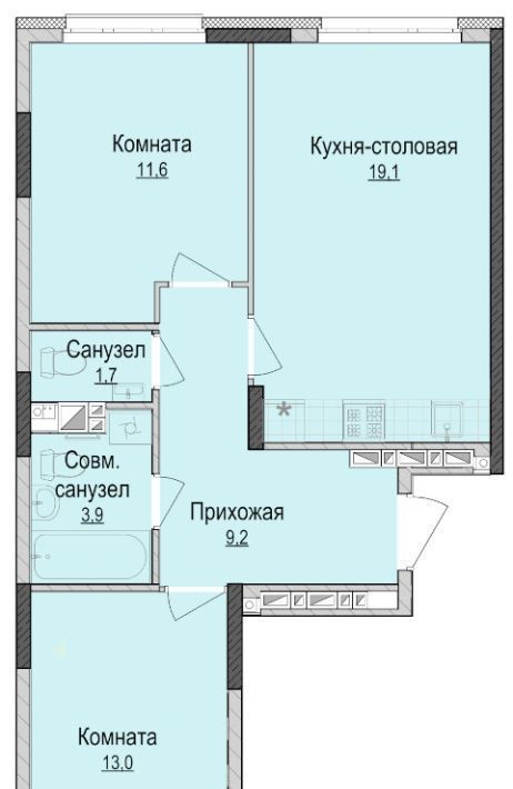 квартира г Ижевск р-н Индустриальный Культбаза ЖК «Утро на Репина» жилрайон, 2-й мкр фото 1