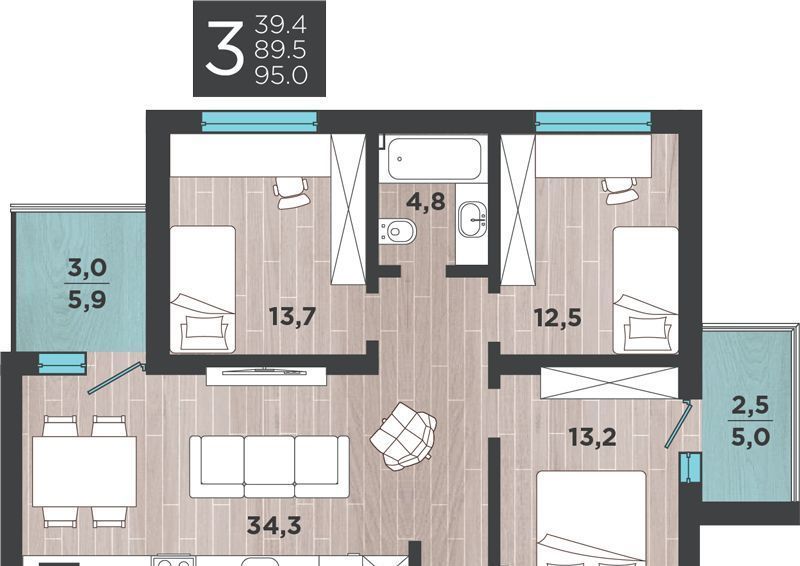 квартира г Калининград р-н Ленинградский ул Большая Окружная 3-я 243 фото 1