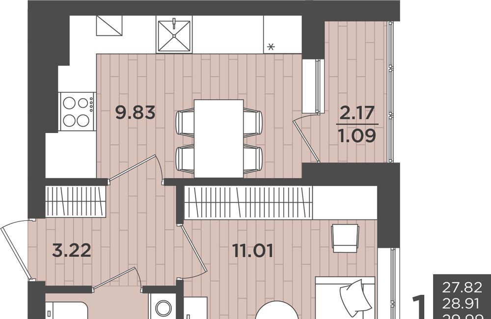 квартира г Калининград р-н Московский ул Интернациональная 14 фото 1