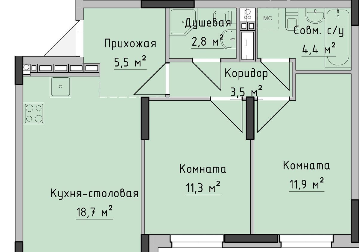 квартира г Ижевск р-н Октябрьский ул Холмогорова 89 фото 2