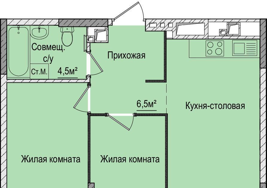 квартира г Ижевск п Живсовхоз р-н Ленинский ул Зеленая 60к/2 фото 2