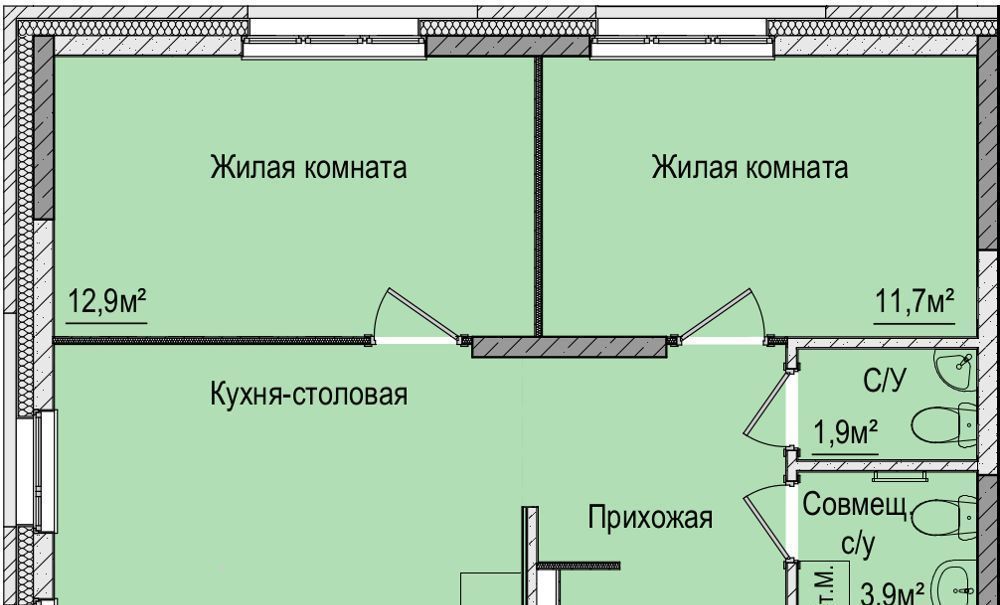 квартира г Ижевск п Живсовхоз р-н Ленинский ул Зеленая 60к/2 фото 2