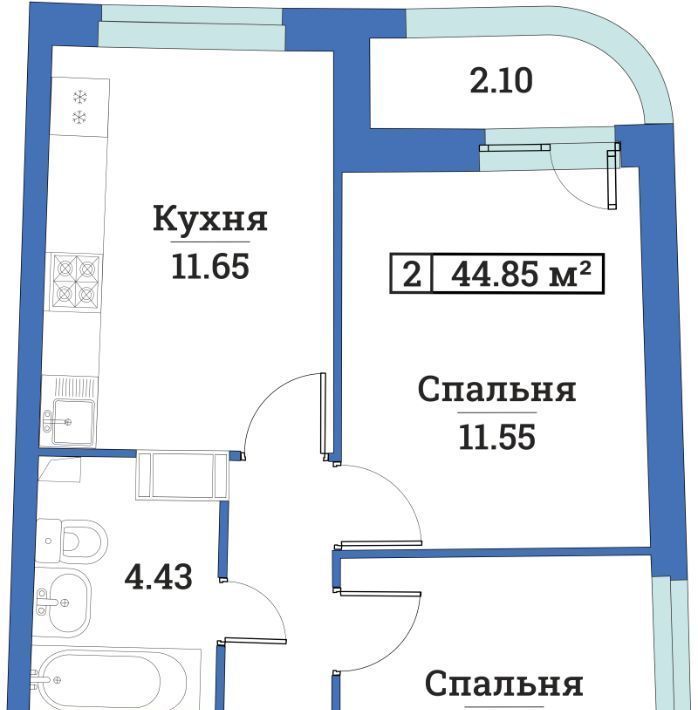 квартира р-н Всеволожский г Мурино пр-кт Авиаторов Балтики 29к/2 Девяткино фото 1