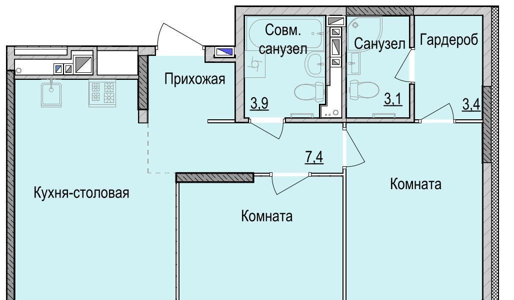 квартира г Ижевск р-н Индустриальный Культбаза ЖК «Утро на Репина» 1 жилрайон, 2-й мкр фото 1