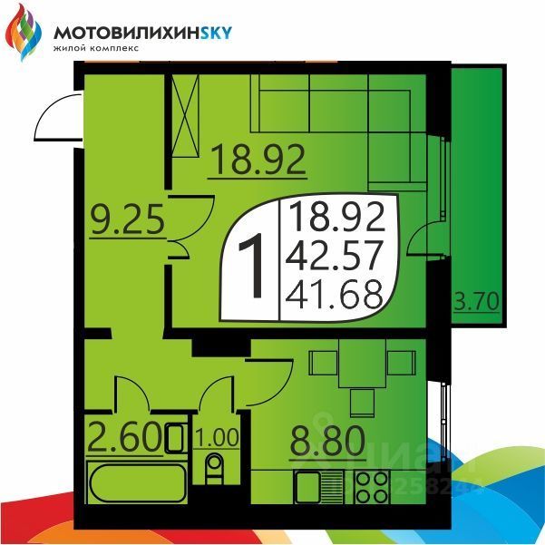 квартира г Пермь р-н Мотовилихинский ул Гашкова 51 фото 1