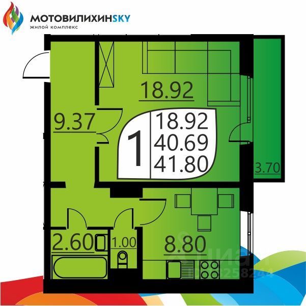 квартира г Пермь р-н Мотовилихинский ул Гашкова 51 фото 1