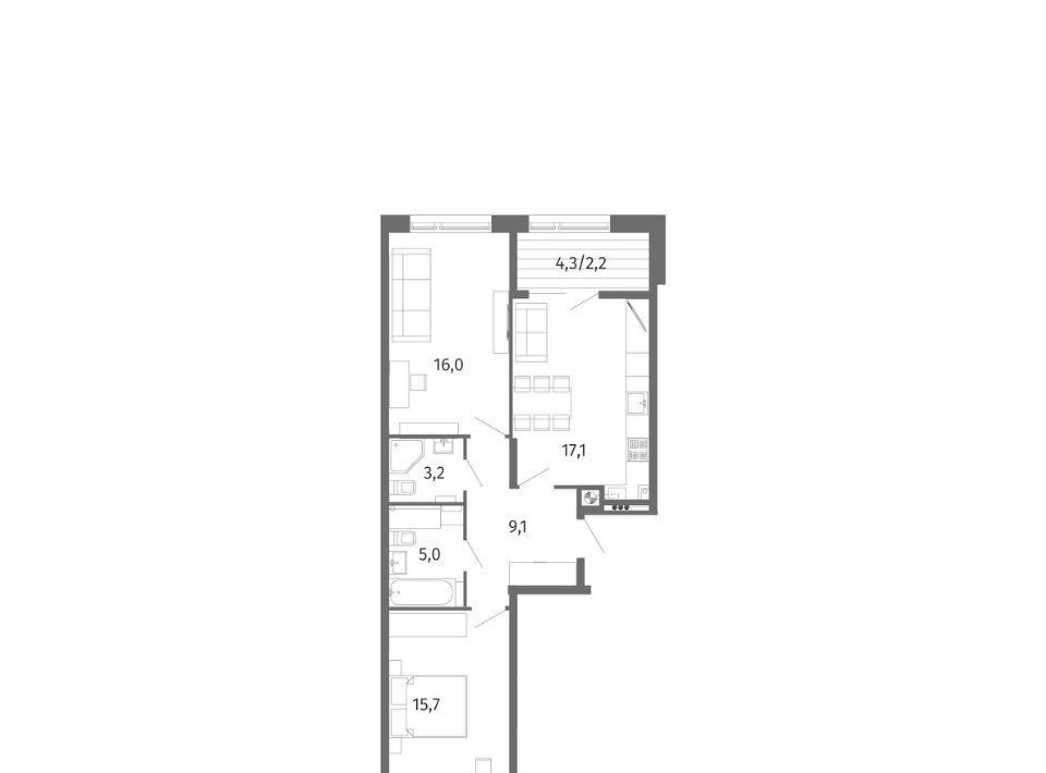 квартира г Калининград р-н Центральный ул Маршала Борзова 107 фото 3