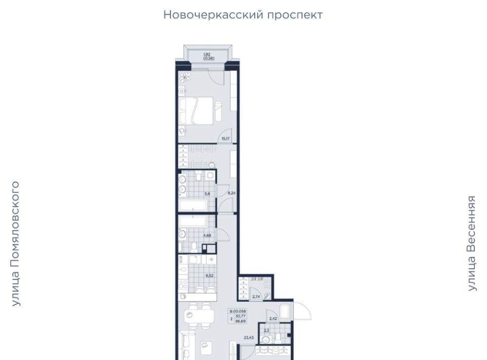 квартира г Санкт-Петербург метро Новочеркасская ул Помяловского фото 1