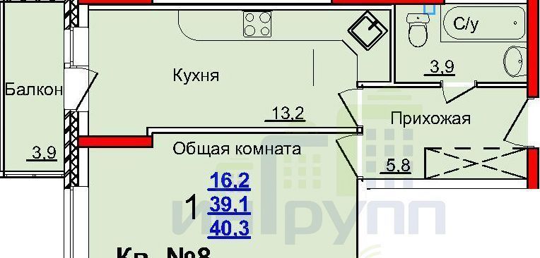 квартира г Тула р-н Центральный микрорайон «1-й Юго-Восточный» 16 фото 1