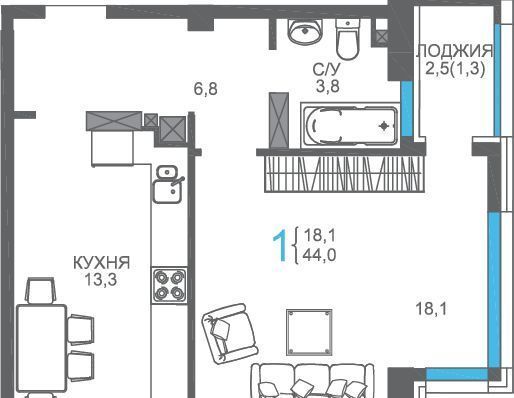 квартира г Симферополь р-н Киевский ул 51-й Армии 55 фото 1