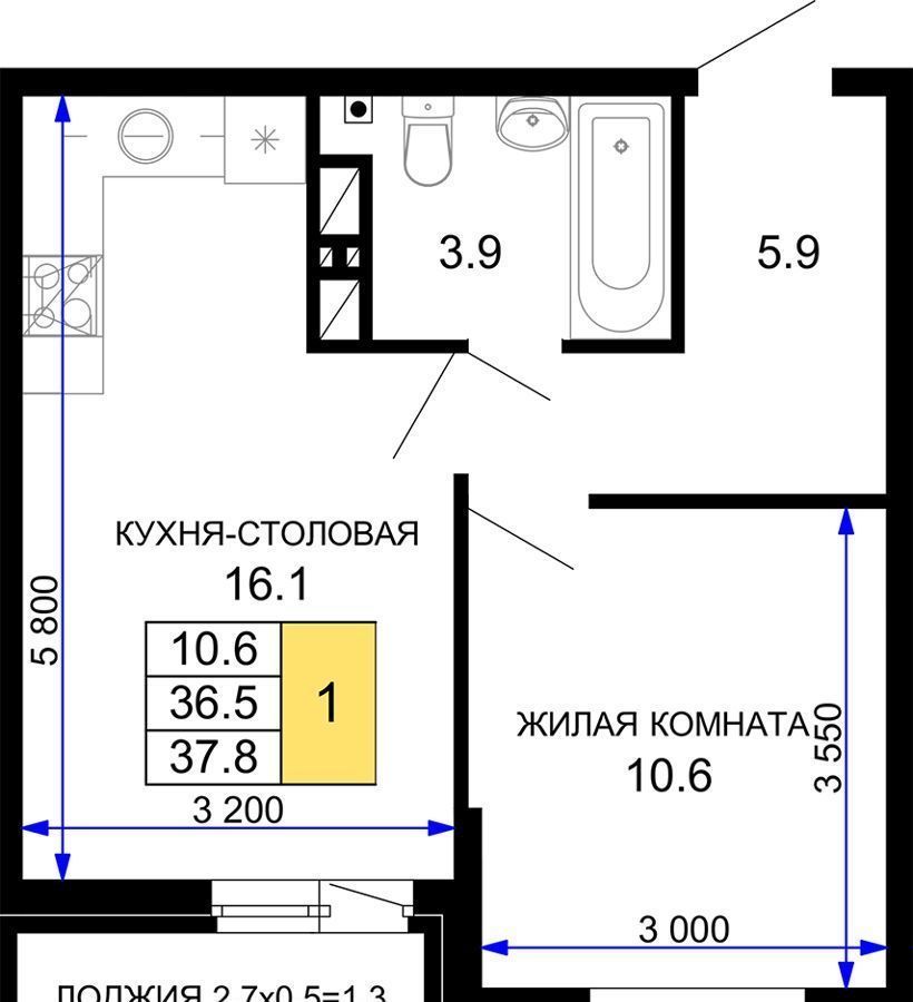 квартира г Краснодар р-н Прикубанский ул Почтовое отделение 87 25 фото 1