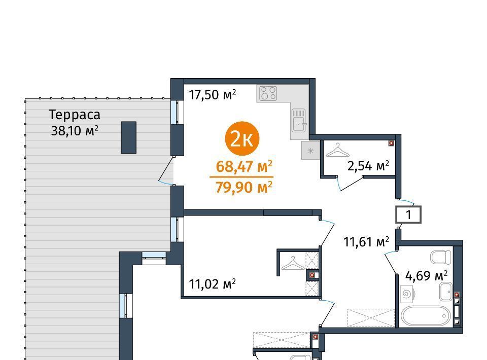 квартира р-н Тюменский д Дударева Гринвуд жилой комплекс, 2. 1 фото 1