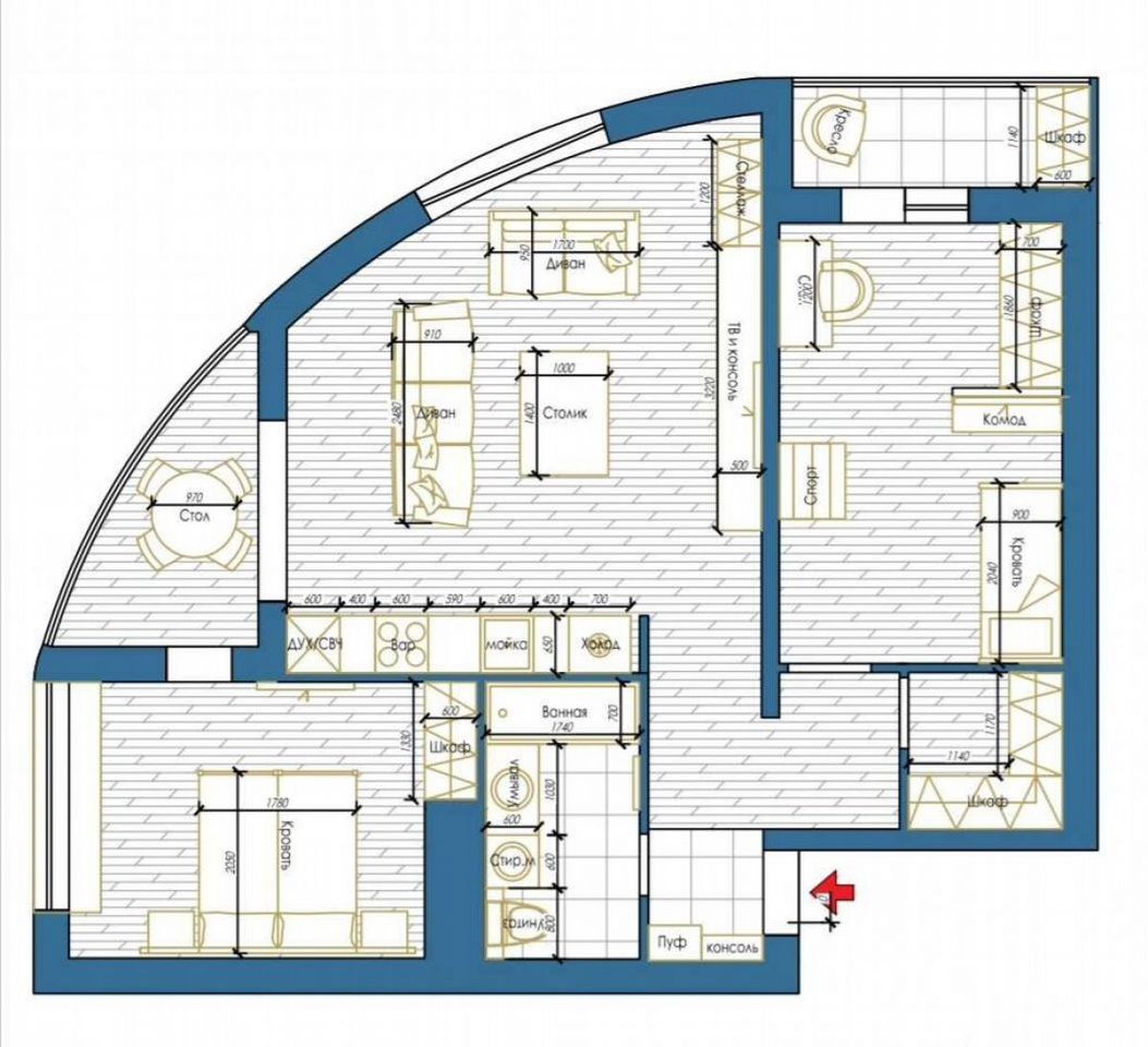 квартира г Краснодар ул Старокубанская 124к/2 ЖК «Фамилия» фото 12