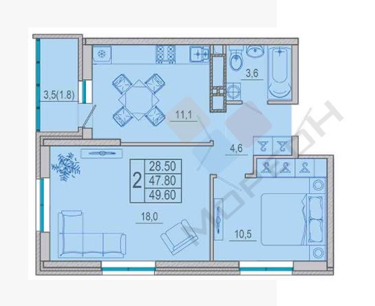 квартира г Краснодар ул Старокубанская 123а ЖК «Айвазовский» фото 12