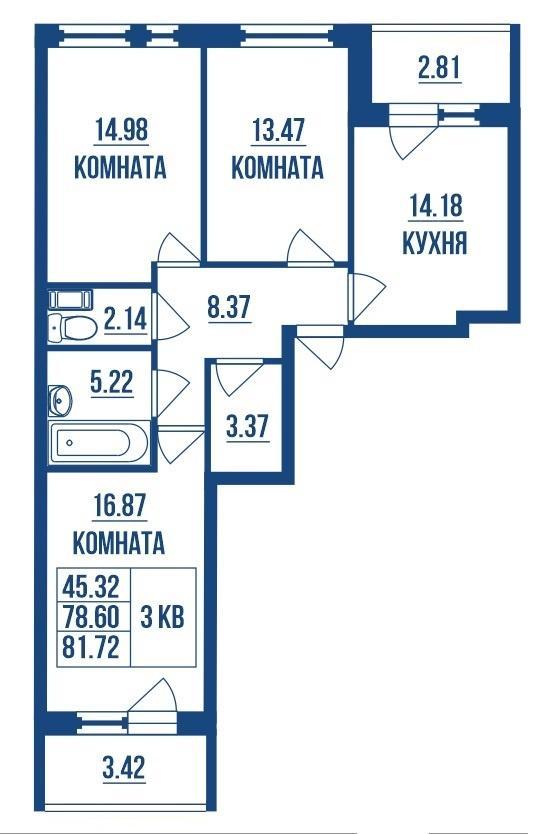 квартира г Санкт-Петербург р-н Приморский Выборгская сторона ул Земледельческая 3б фото 2