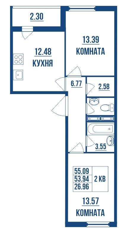 квартира г Санкт-Петербург р-н Приморский Выборгская сторона ул Земледельческая 3б фото 2