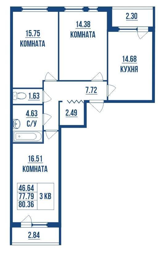 квартира г Санкт-Петербург р-н Приморский Выборгская сторона ул Земледельческая 3б фото 3