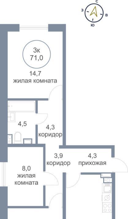 квартира г Сургут наб Ивана Кайдалова 20 24-й фото 1