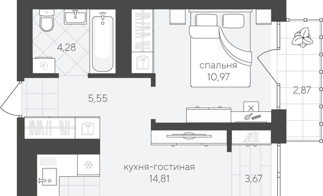 квартира г Тюмень р-н Калининский ул Василия Малкова 10 фото 1