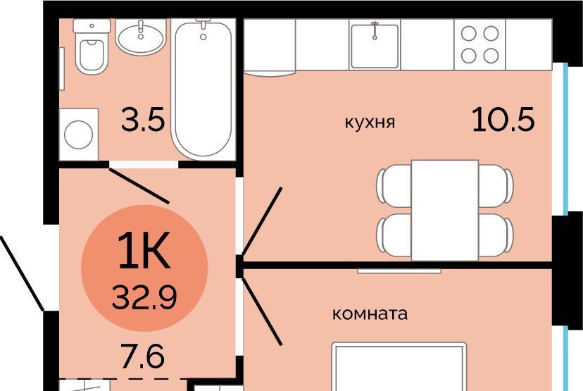 квартира г Пермь р-н Свердловский Краснова ЖК Красное яблоко фото 1