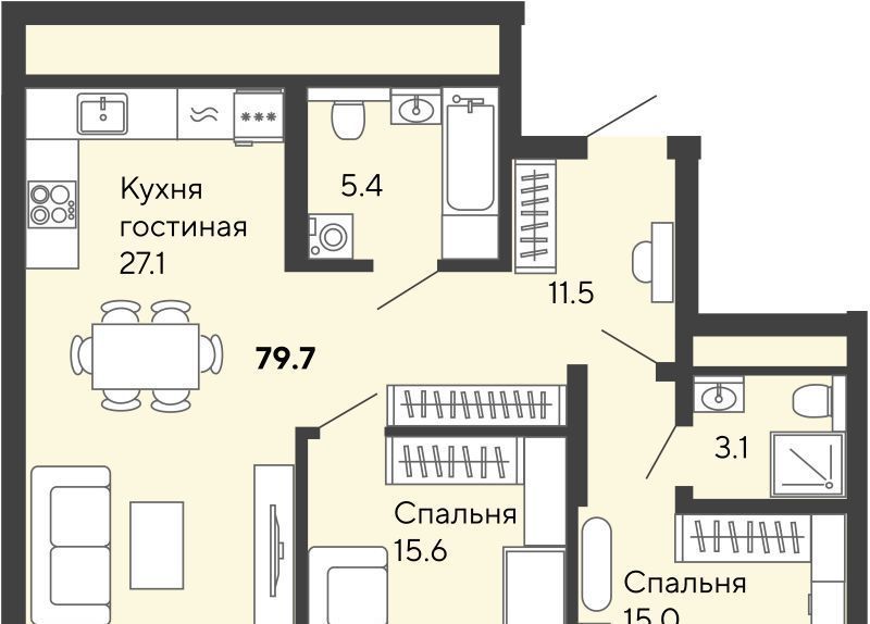 квартира г Екатеринбург б-р Владимира Белоглазова 2в Проспект Космонавтов фото 1