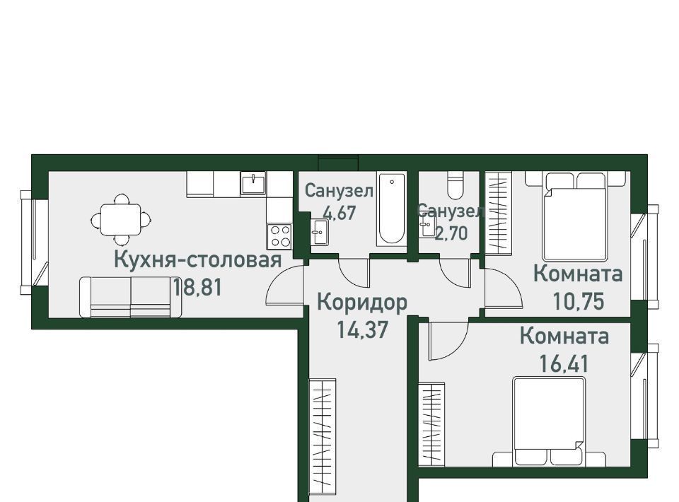 квартира р-н Сосновский п Западный р-н мкр Привилегия фото 1