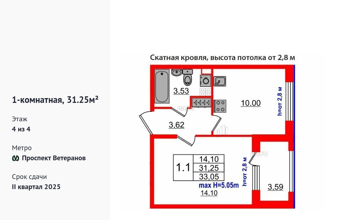 квартира г Санкт-Петербург п Стрельна ЖК Дворцовый фасад метро Проспект Ветеранов фото 1