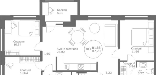 квартира г Тюмень р-н Ленинский ул Героев Сталинградской битвы 13с/1 фото