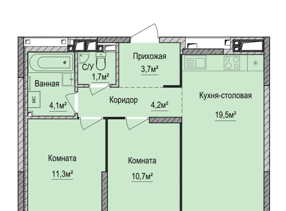 квартира г Ижевск р-н Устиновский Аэропорт ЖК «Финский квартал» жилрайон фото 1