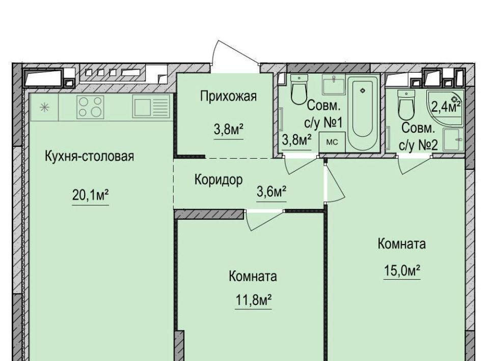 квартира г Ижевск р-н Устиновский Аэропорт ЖК «Финский квартал» жилрайон фото 1