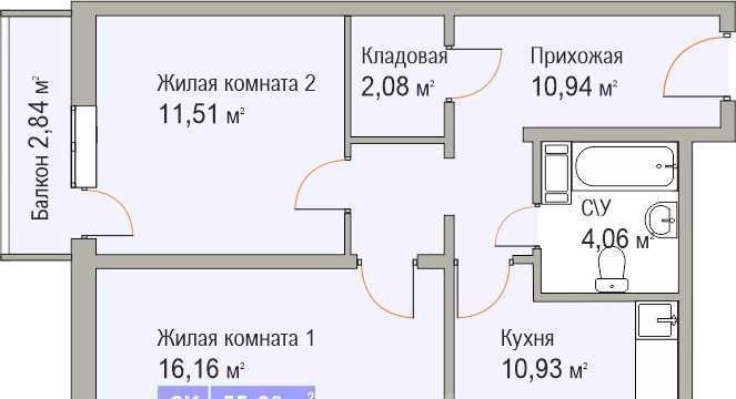 квартира г Нижний Новгород Парк культуры ЖК «Торпедо» фото 1