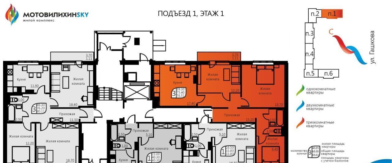 квартира г Пермь р-н Мотовилихинский ул Гашкова 58 фото 2