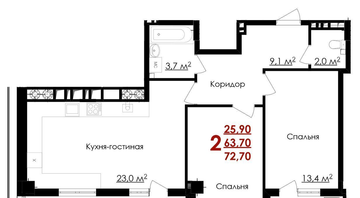 квартира г Белгород Западный ул Губкина 54 фото 1