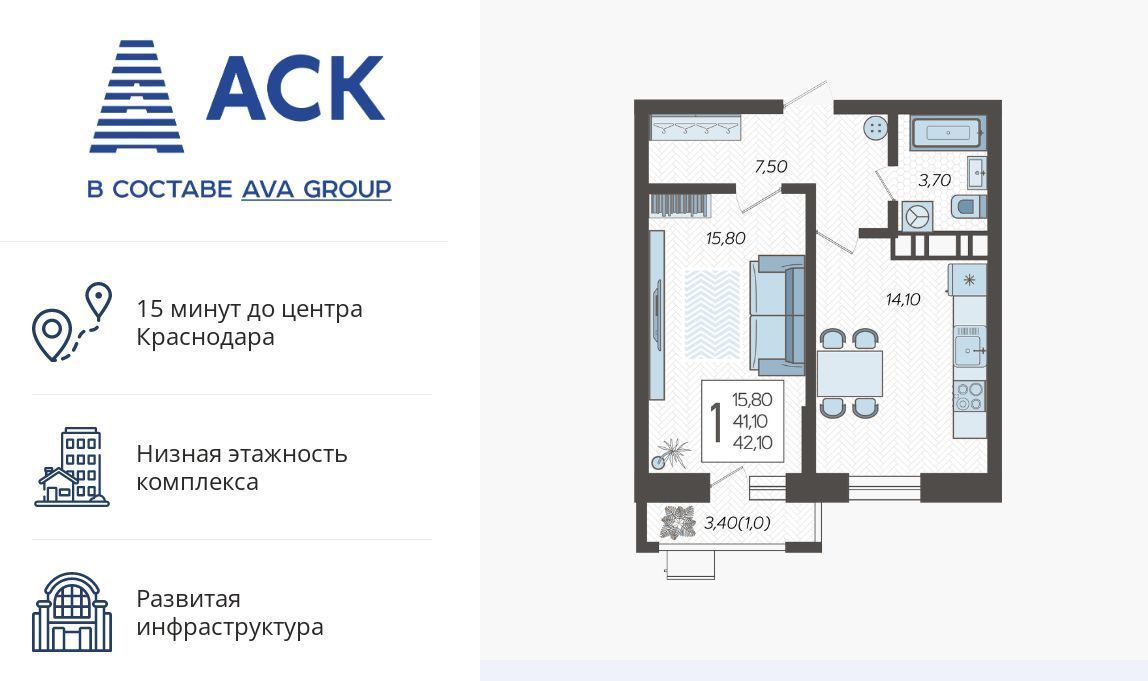 квартира г Краснодар р-н Прикубанский микрорайон 9-й километр ул Ярославская 115/3 фото 1