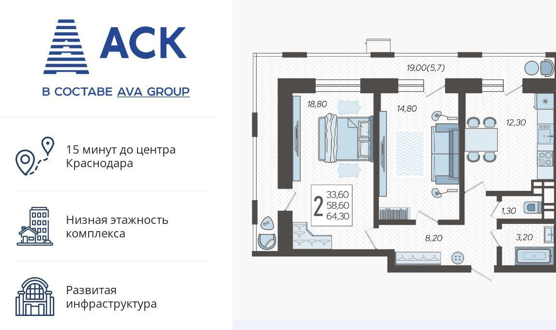 квартира г Краснодар р-н Прикубанский микрорайон 9-й километр ул Ярославская 115/1 фото 1