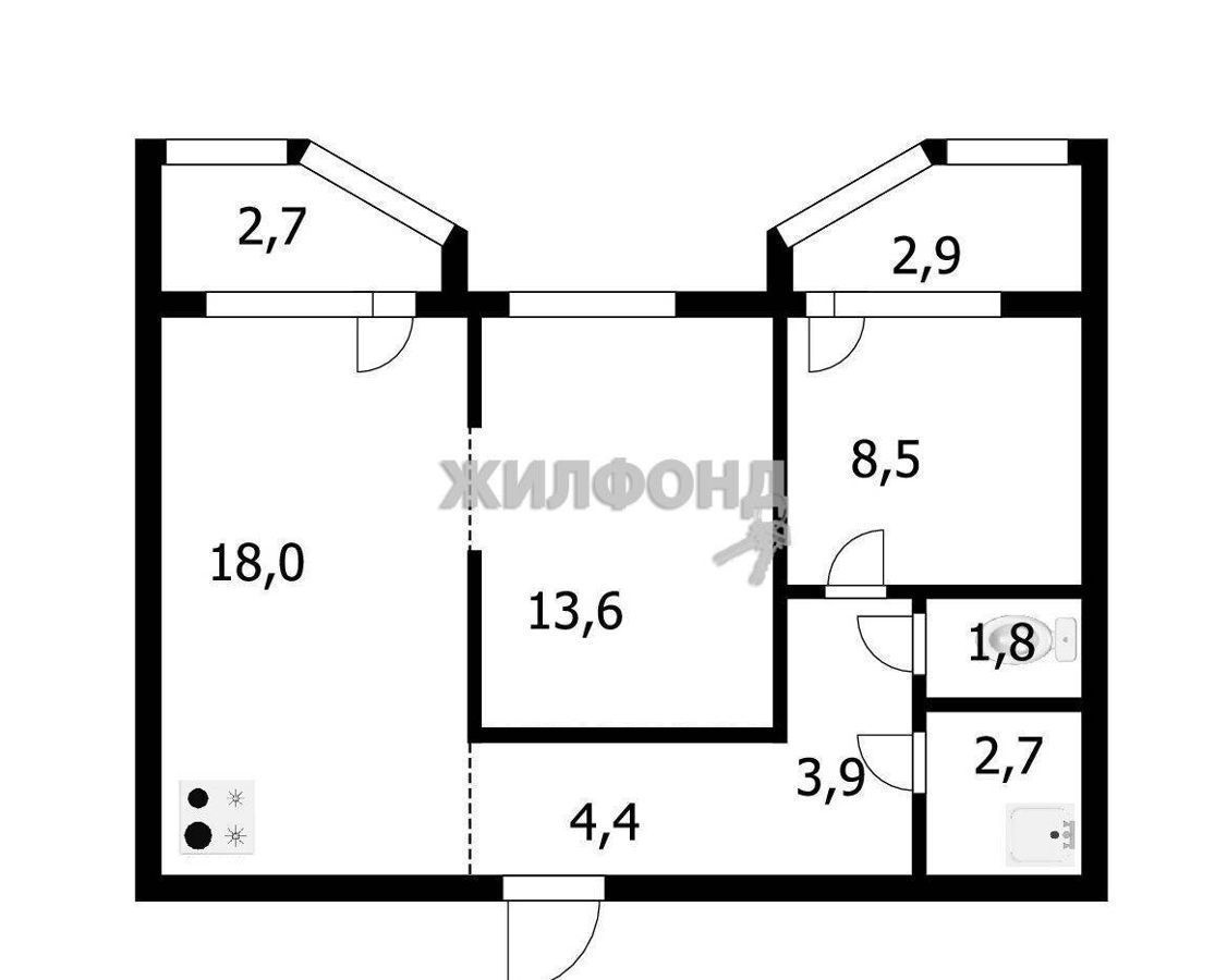 квартира г Новосибирск р-н Кировский ул Александра Чистякова 18 фото 21